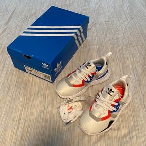 Adidas Kids, Sneakers, 11K, White (Blue and Orange)